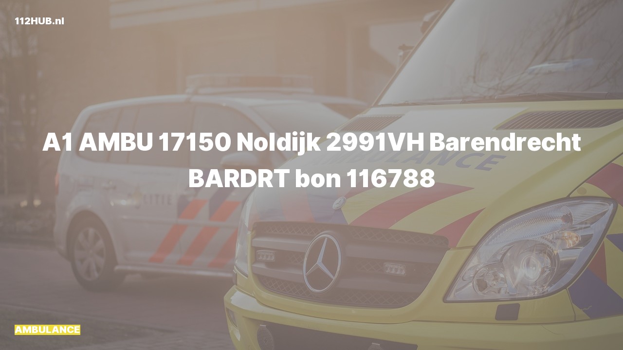 Deelafbeelding voor Ambulance met spoed naar de Noldijk in Barendrecht.
