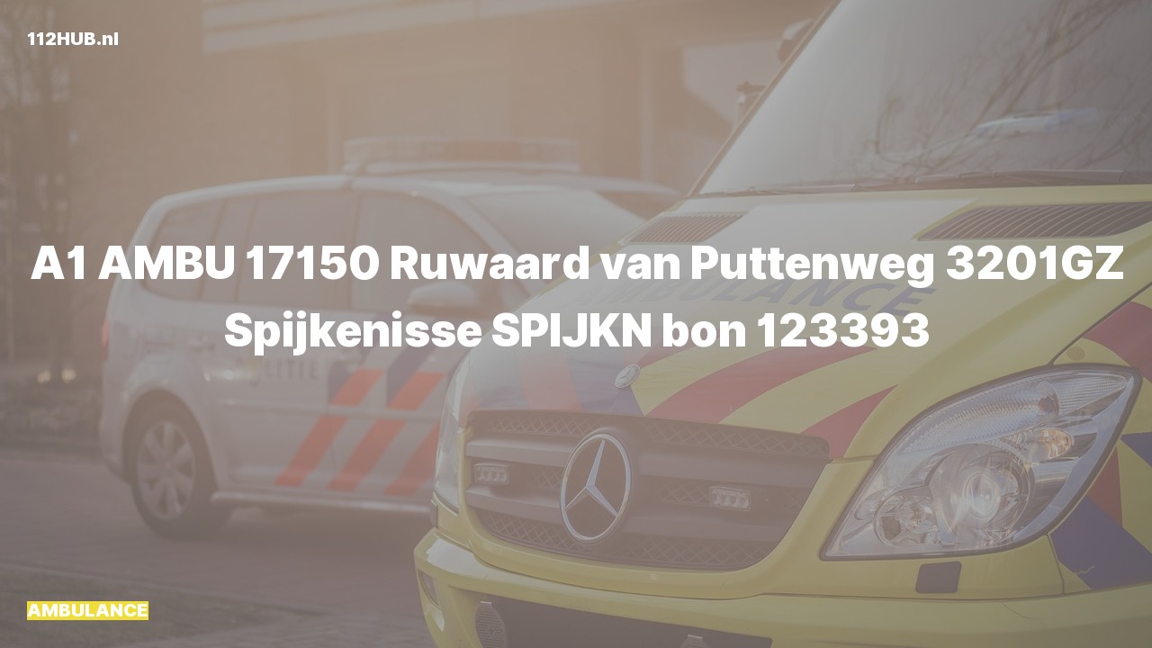 Deelafbeelding voor Ambulance met spoed naar de Ruwaard van Puttenweg in Spijkenisse.