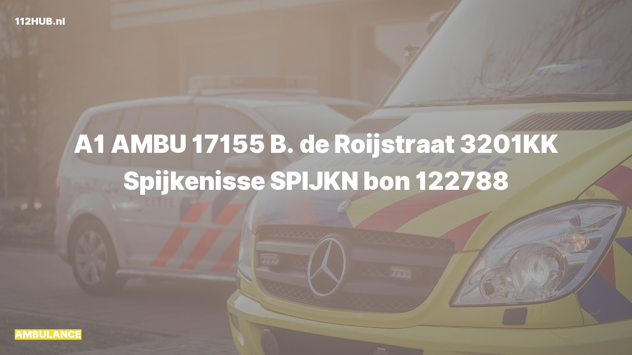 Deelafbeelding voor Ambulance met spoed naar de B. de Roijstraat in Spijkenisse.