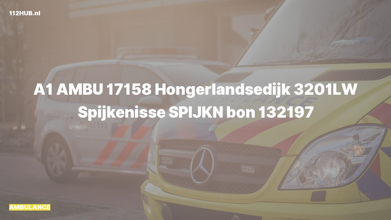 Deelafbeelding voor Ambulance met spoed naar de Hongerlandsedijk in Spijkenisse.