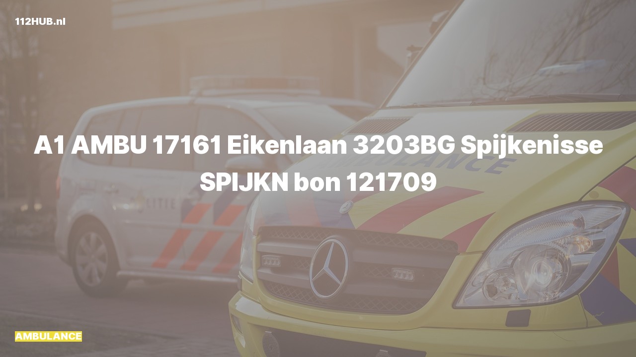 Deelafbeelding voor Ambulance met spoed naar de Eikenlaan in Spijkenisse.
