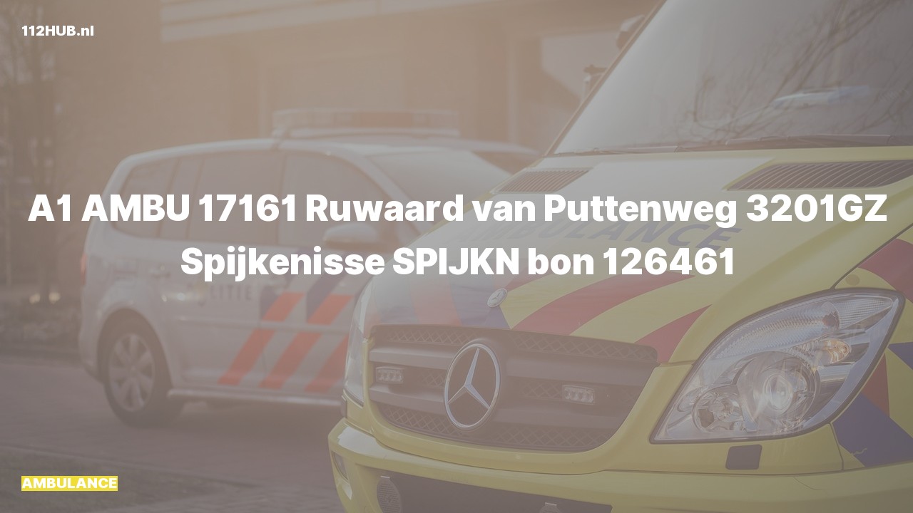 Deelafbeelding voor Ambulance met spoed naar de Ruwaard van Puttenweg in Spijkenisse.