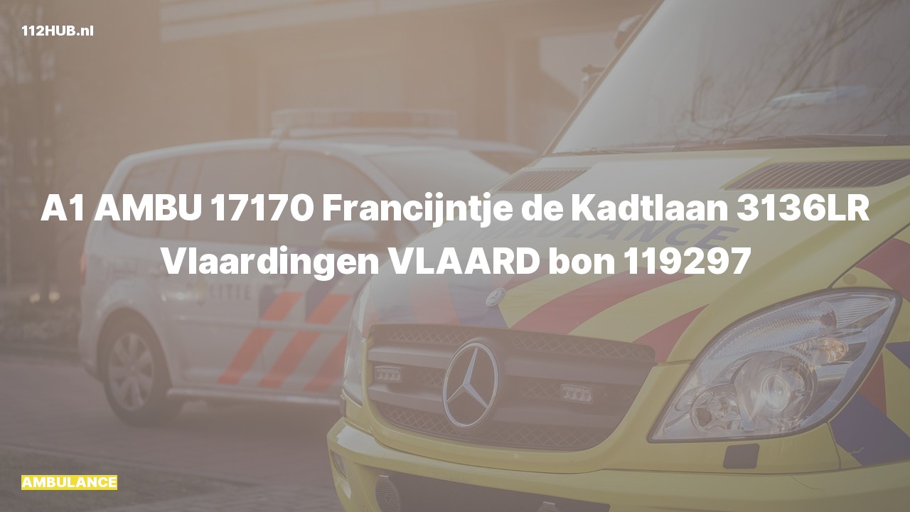 Deelafbeelding voor Ambulance met spoed naar de Francijntje de Kadtlaan in Vlaardingen.