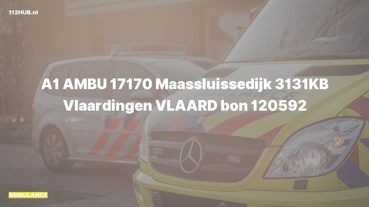 Deelafbeelding voor Ambulance met spoed naar de Maassluissedijk in Vlaardingen.