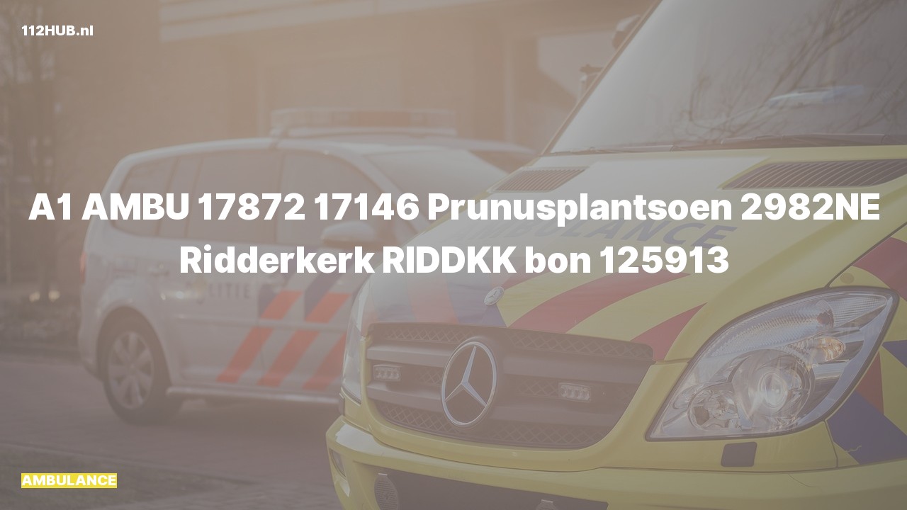 Deelafbeelding voor Ambulance met spoed naar de Prunusplantsoen in Ridderkerk.