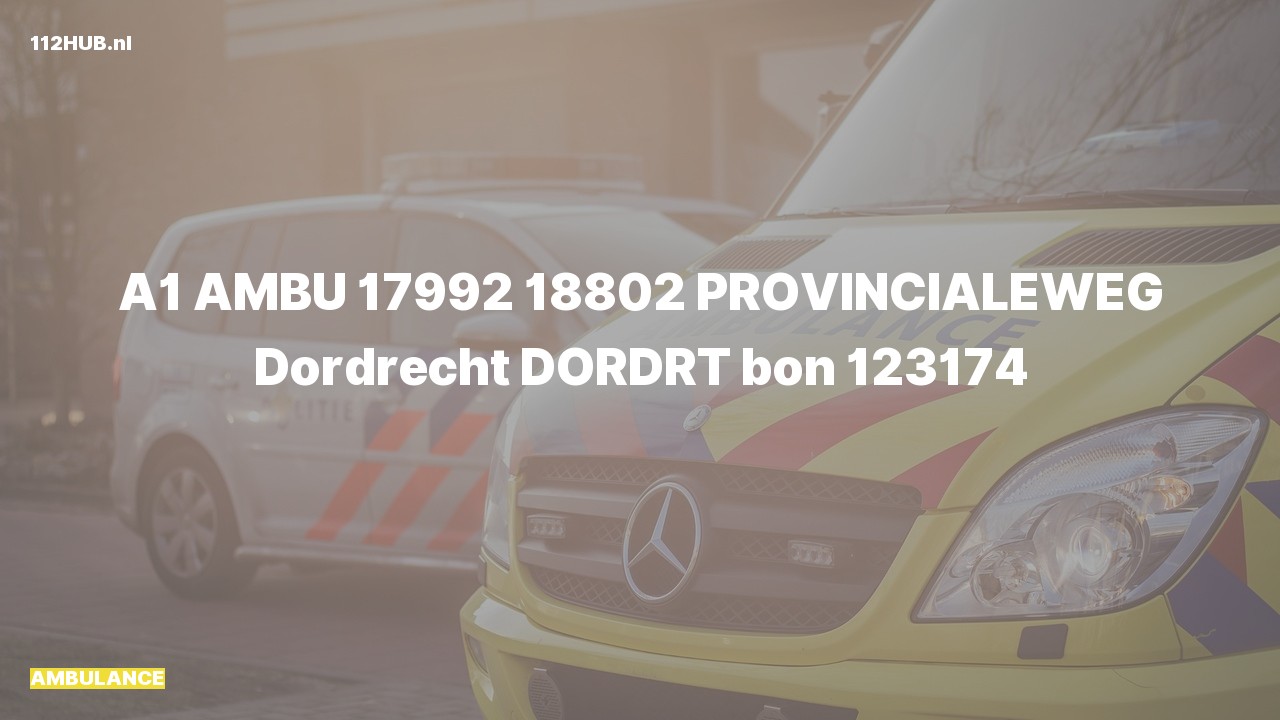 Deelafbeelding voor Ambulance met spoed naar de Provincialeweg in Dordrecht.