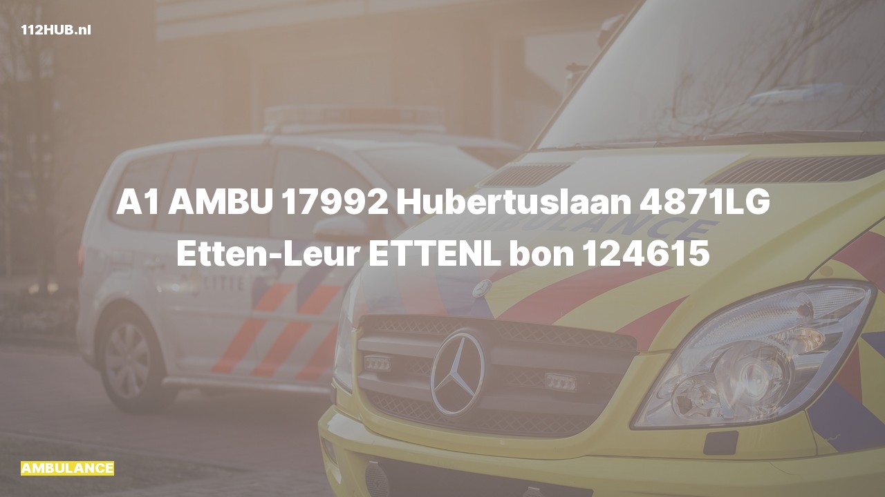 Deelafbeelding voor Ambulance met spoed naar de Hubertuslaan in Etten-Leur.