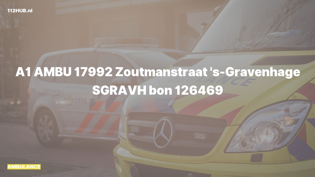 Deelafbeelding voor Ambulance met spoed naar de Zoutmanstraat in 's-Gravenhage.