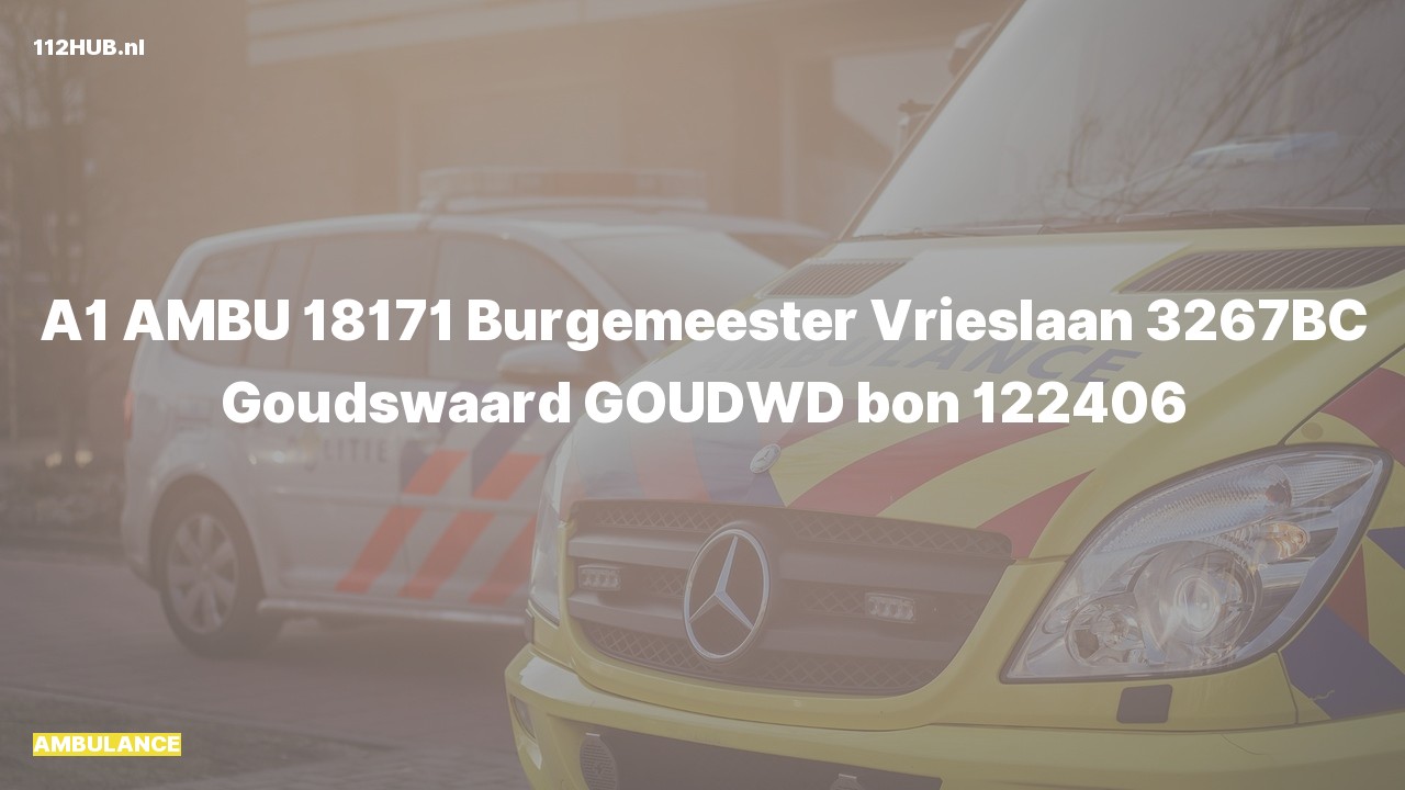 Deelafbeelding voor Ambulance met spoed naar de Burgemeester Vrieslaan in Goudswaard.