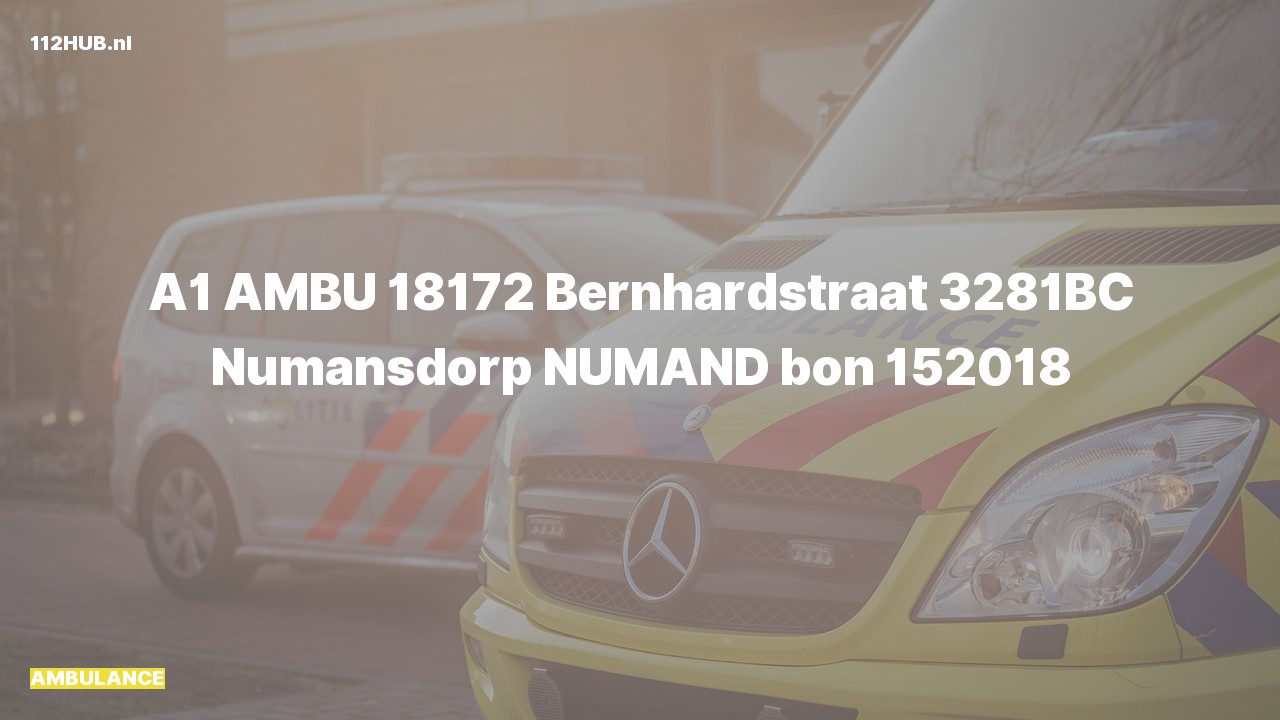 Deelafbeelding voor De ambulance is met spoed uitgerukt naar de Bernhardstraat in Numansdorp