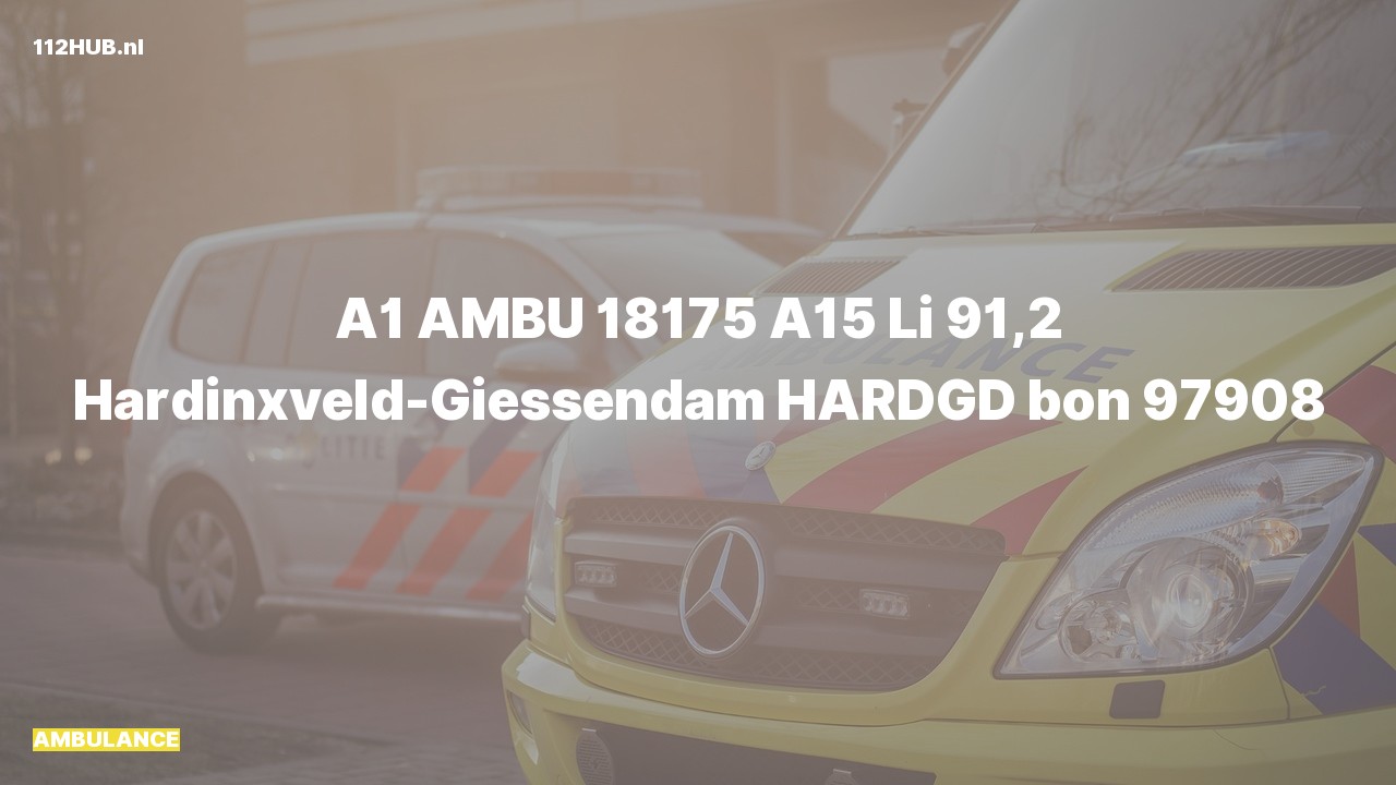 Deelafbeelding voor De ambulance is met spoed uitgerukt op de A15 bij hectometerpaaltje 91.2