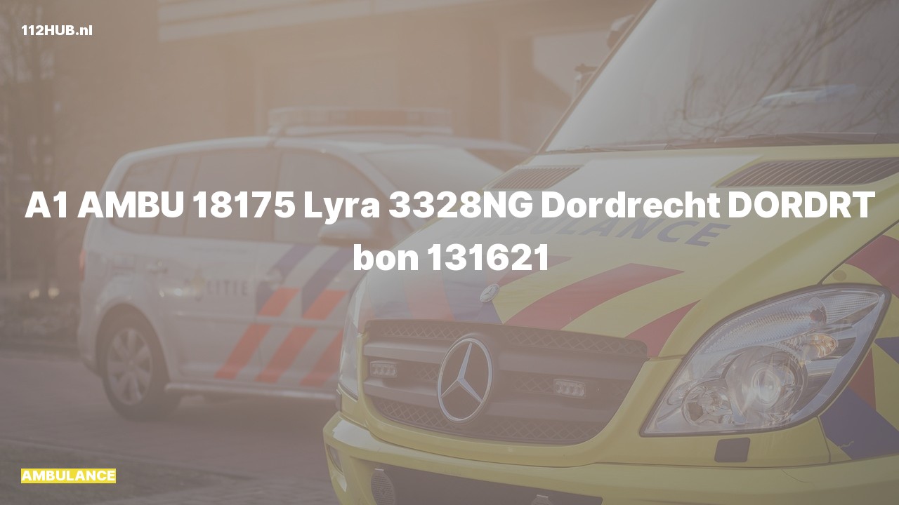 Deelafbeelding voor Ambulance met spoed naar de Lyra in Dordrecht.