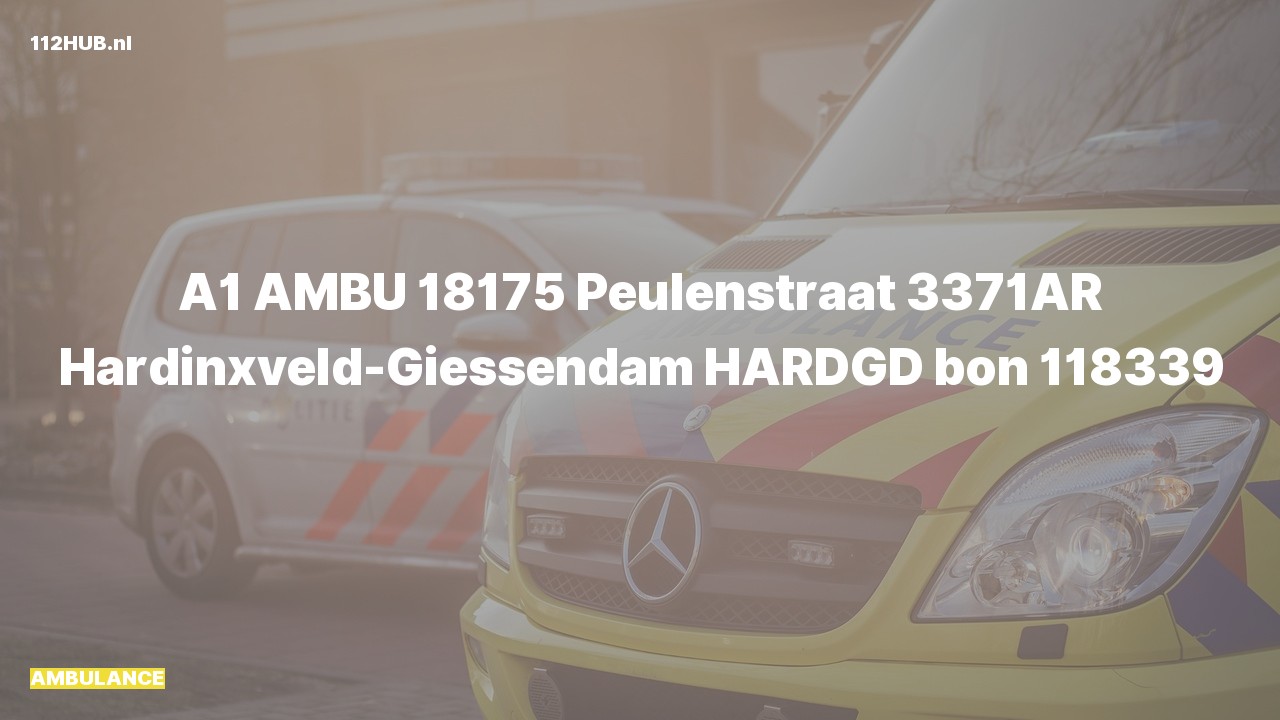 Deelafbeelding voor Ambulance met spoed naar de Peulenstraat in Hardinxveld-Giessendam.
