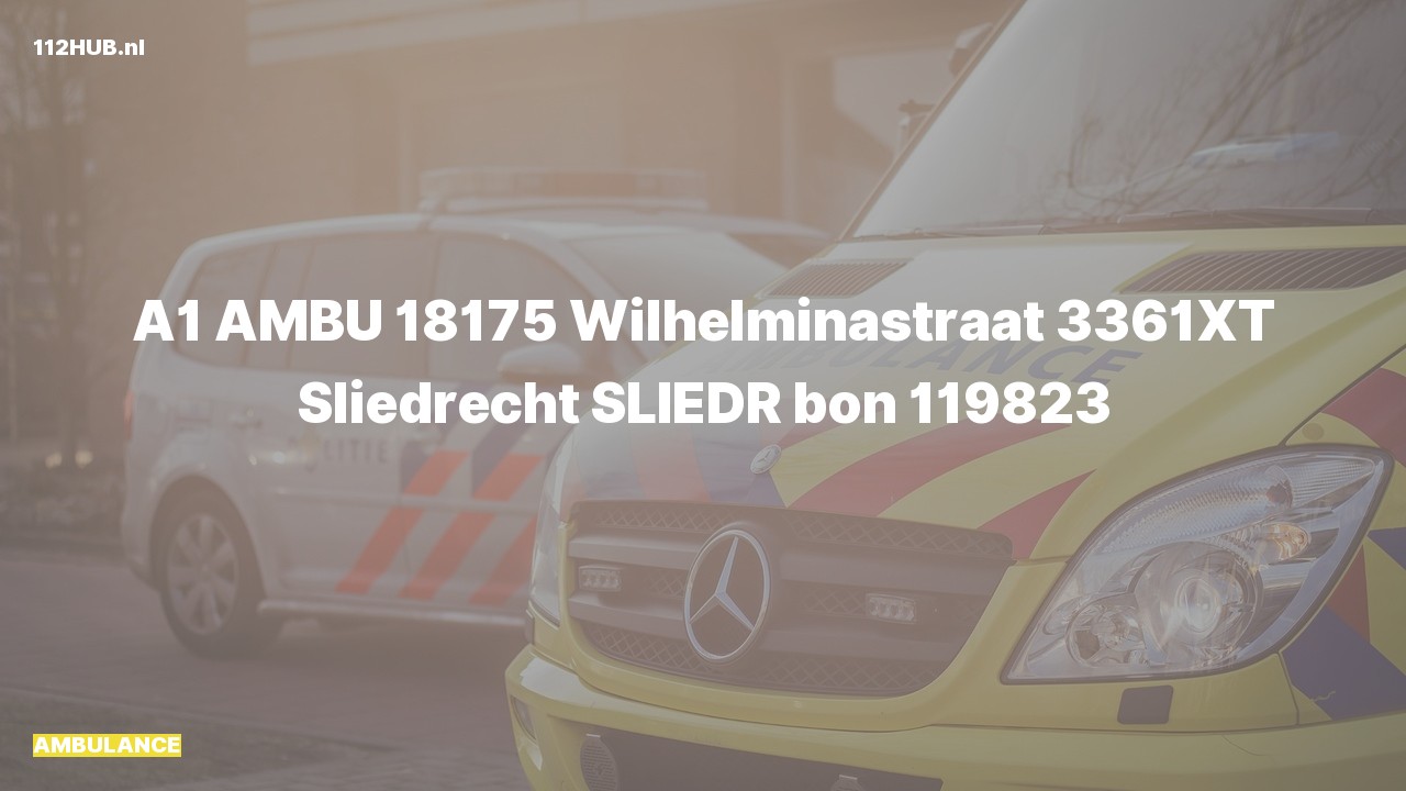 Deelafbeelding voor Ambulance met spoed naar de Wilhelminastraat in Sliedrecht.