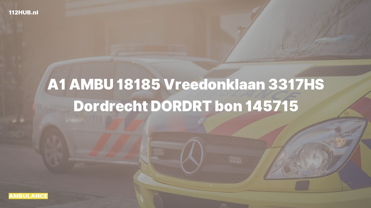 Deelafbeelding voor De ambulance is met spoed uitgerukt naar de Vreedonklaan in Dordrecht