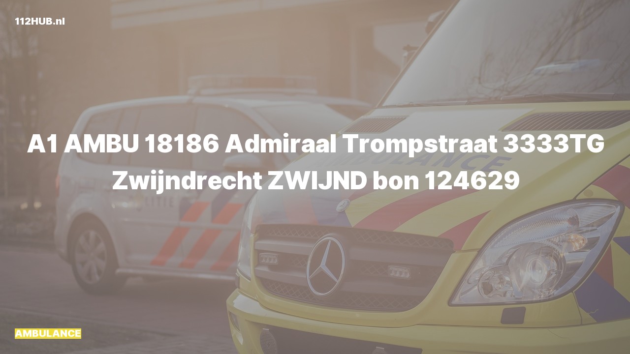 Deelafbeelding voor Ambulance met spoed naar de Admiraal Trompstraat in Zwijndrecht.