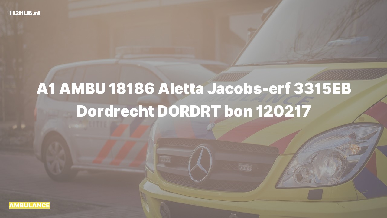 Deelafbeelding voor Ambulance met spoed naar de Aletta Jacobs-erf in Dordrecht.