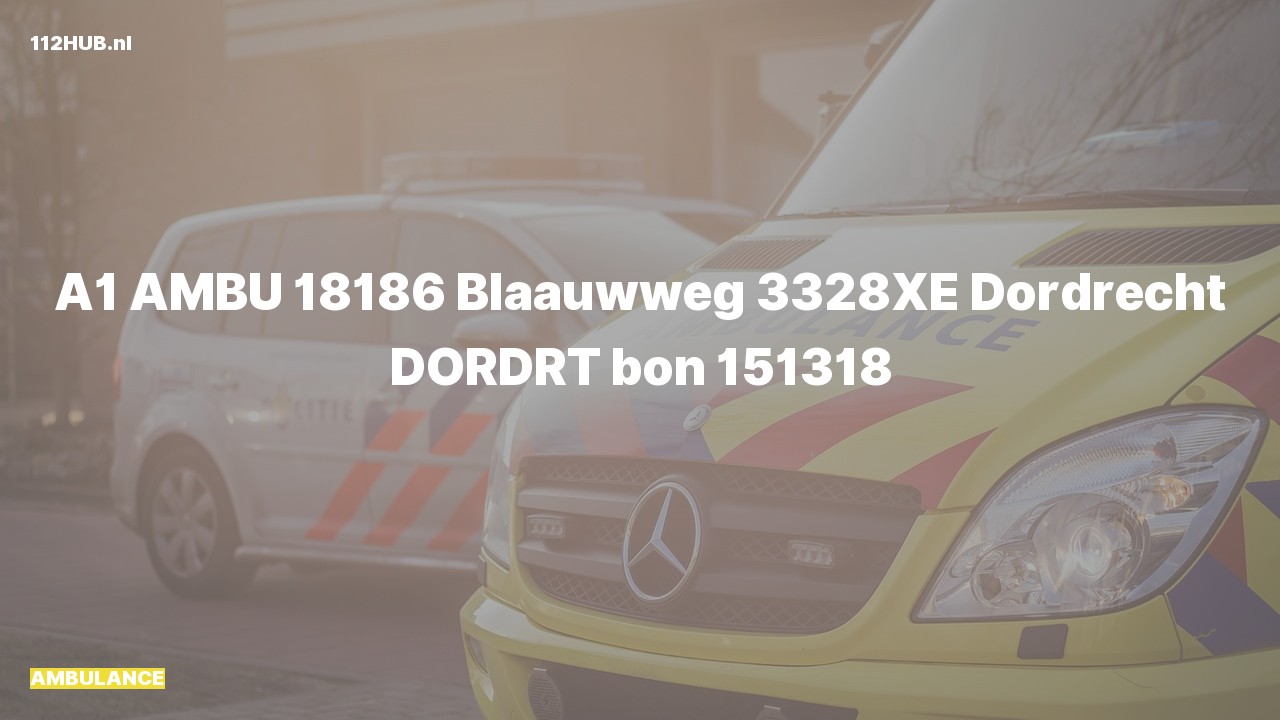 Deelafbeelding voor De ambulance is met spoed uitgerukt naar de Blaauwweg in Dordrecht