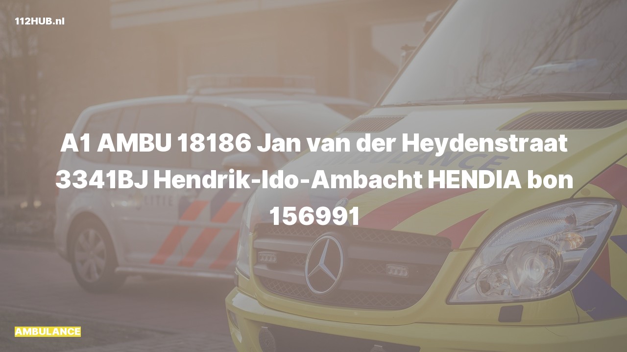 Deelafbeelding voor De ambulance is met spoed uitgerukt naar de Jan van der Heydenstraat in Hendrik-Ido-Ambacht