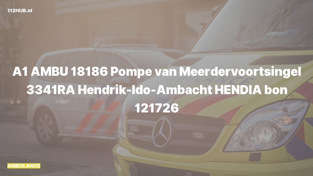 Deelafbeelding voor Ambulance met spoed naar de Pompe van Meerdervoortsingel in Hendrik-Ido-Ambacht.