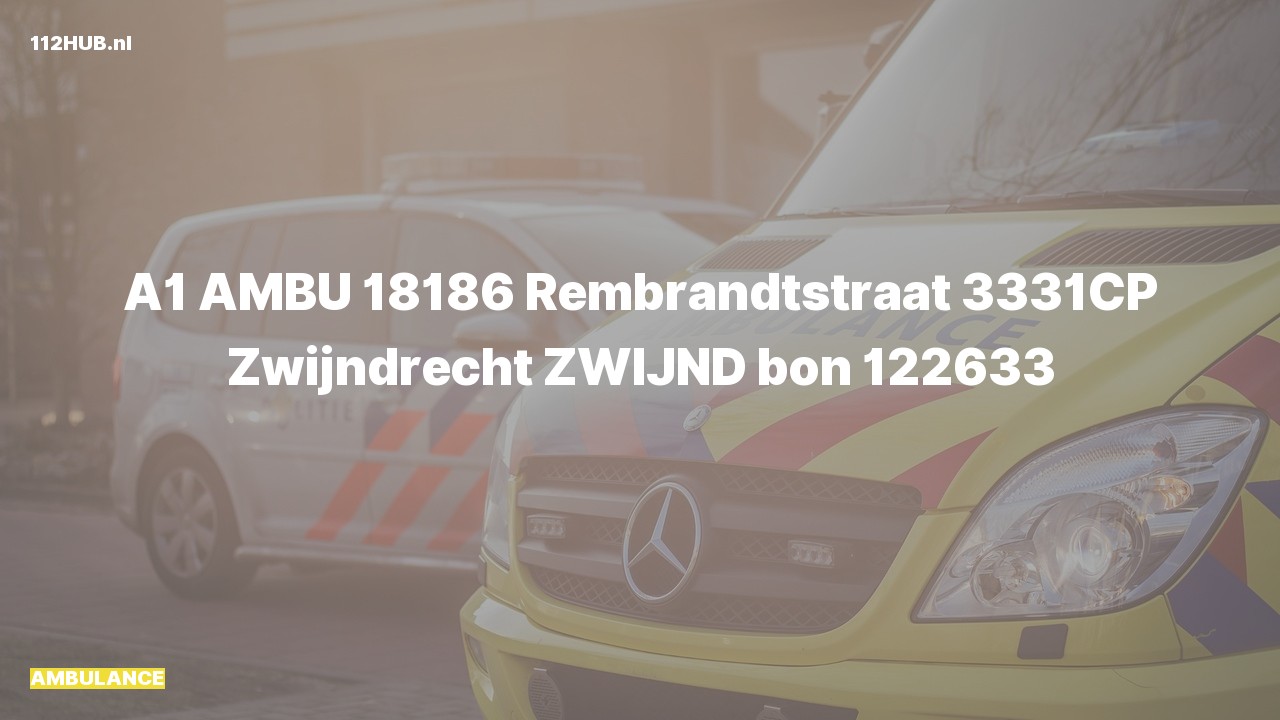 Deelafbeelding voor Ambulance met spoed naar de Rembrandtstraat in Zwijndrecht.