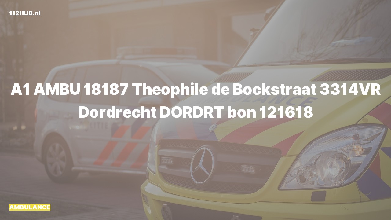 Deelafbeelding voor Ambulance met spoed naar de Theophile de Bockstraat in Dordrecht.