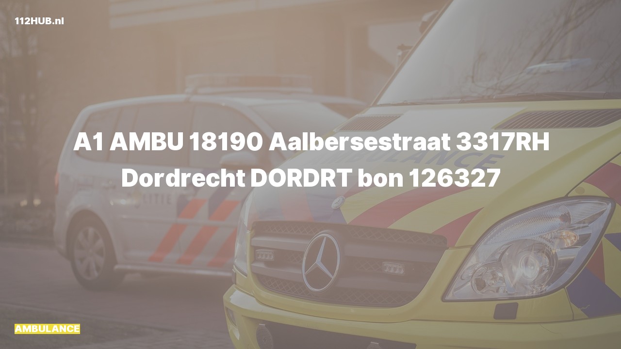 Deelafbeelding voor Ambulance met spoed naar de Aalbersestraat in Dordrecht.