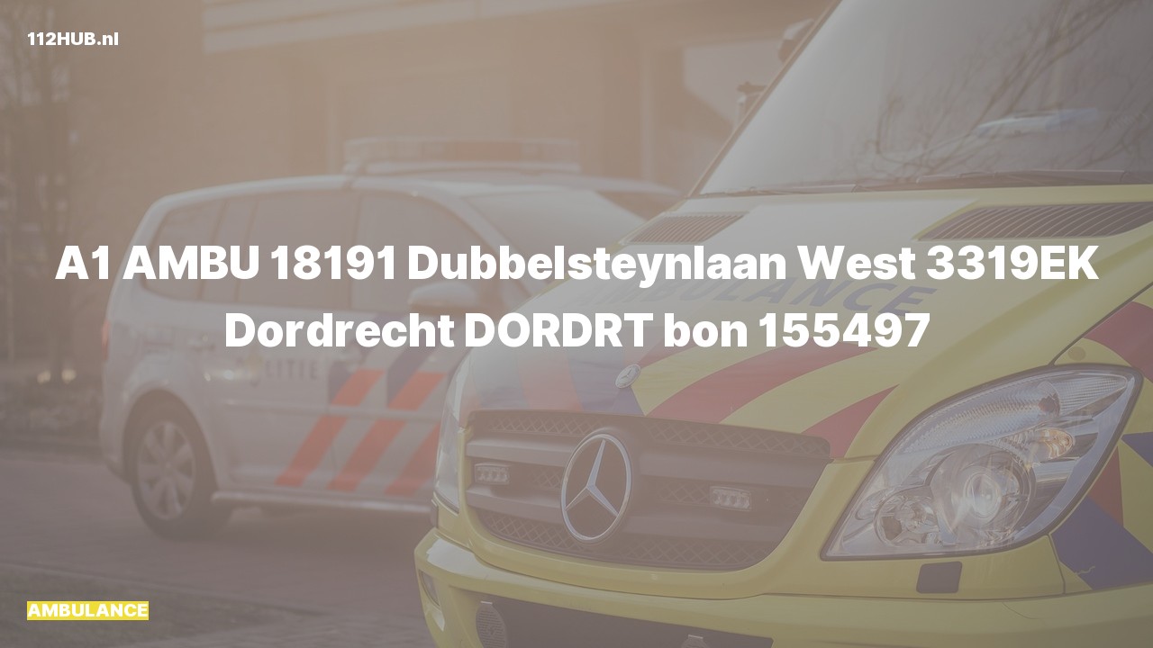 Deelafbeelding voor De ambulance is met spoed uitgerukt naar de Dubbelsteynlaan West in Dordrecht