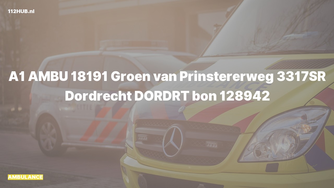 Deelafbeelding voor Ambulance met spoed naar de Groen van Prinstererweg in Dordrecht.