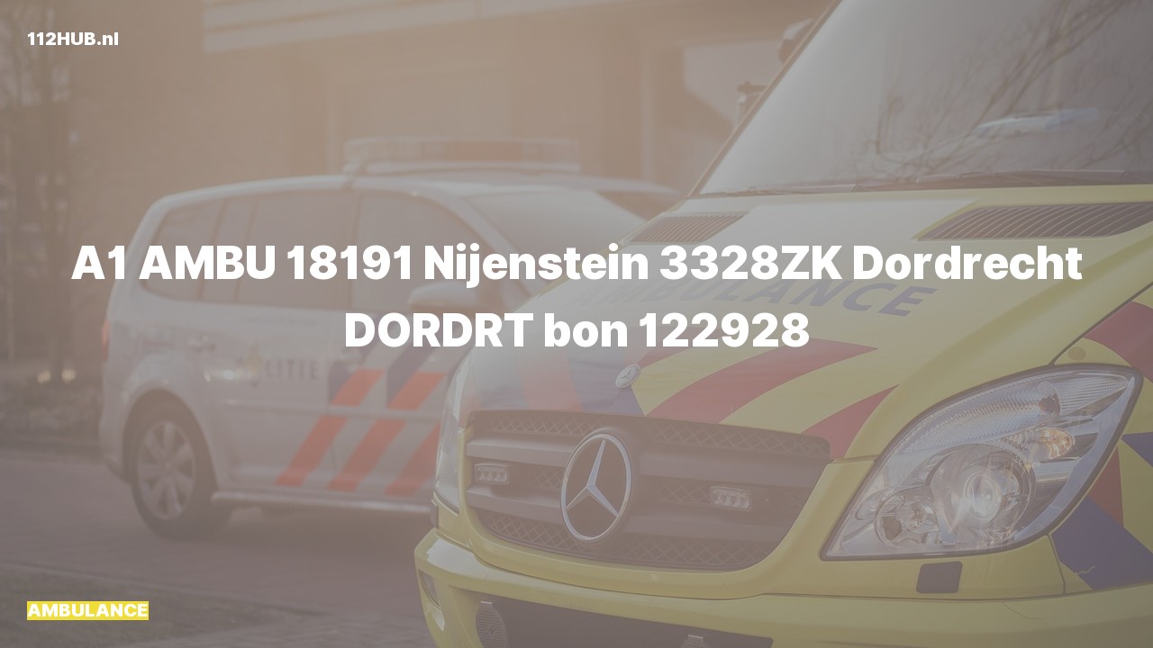 Deelafbeelding voor Ambulance met spoed naar de Nijenstein in Dordrecht.
