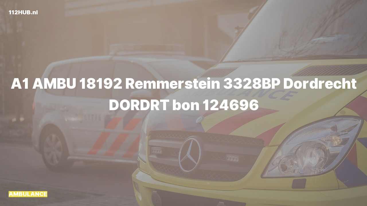 Deelafbeelding voor Ambulance met spoed naar de Remmerstein in Dordrecht.