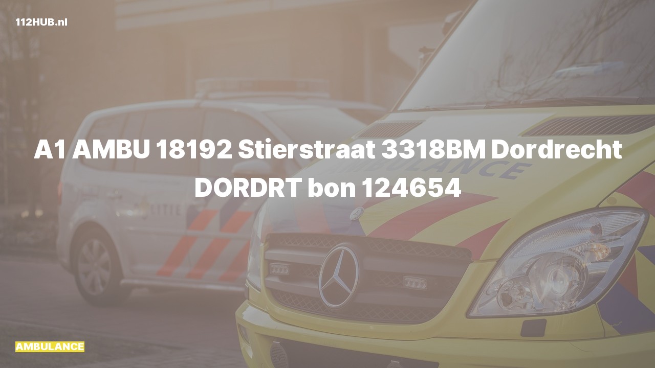 Deelafbeelding voor Ambulance met spoed naar de Stierstraat in Dordrecht.