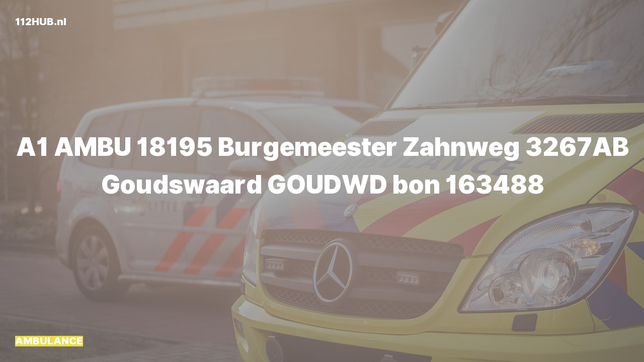 Deelafbeelding voor De ambulance is met spoed uitgerukt naar de Burgemeester Zahnweg in Goudswaard