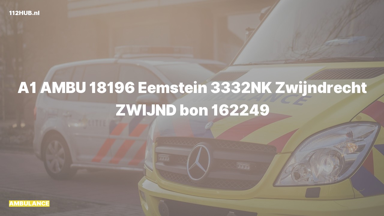 Deelafbeelding voor De ambulance is met spoed uitgerukt naar de Eemstein in Zwijndrecht