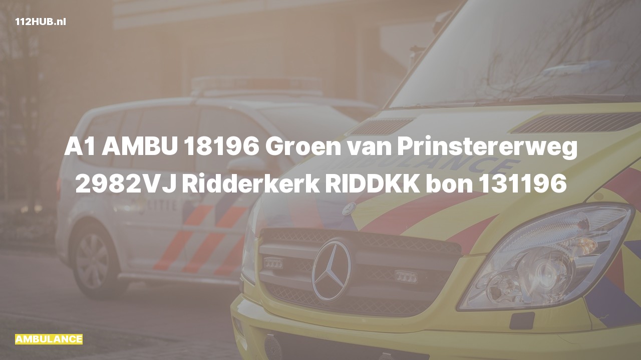 Deelafbeelding voor Ambulance met spoed naar de Groen van Prinstererweg in Ridderkerk.
