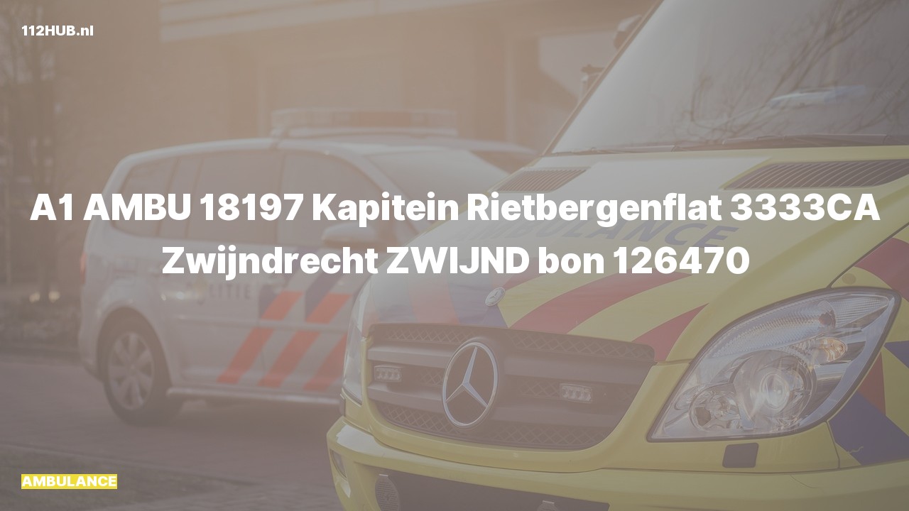 Deelafbeelding voor Ambulance met spoed naar de Kapitein Rietbergenflat in Zwijndrecht.
