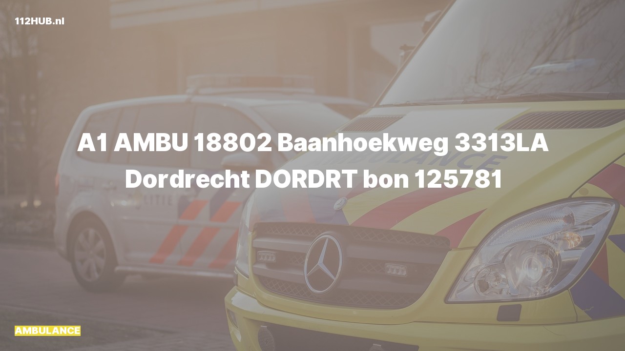 Deelafbeelding voor Ambulance met spoed naar de Baanhoekweg in Dordrecht.