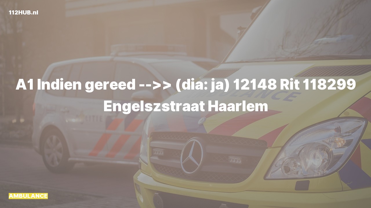 Deelafbeelding voor Ambulance met spoed naar de Engelszstraat in Haarlem.