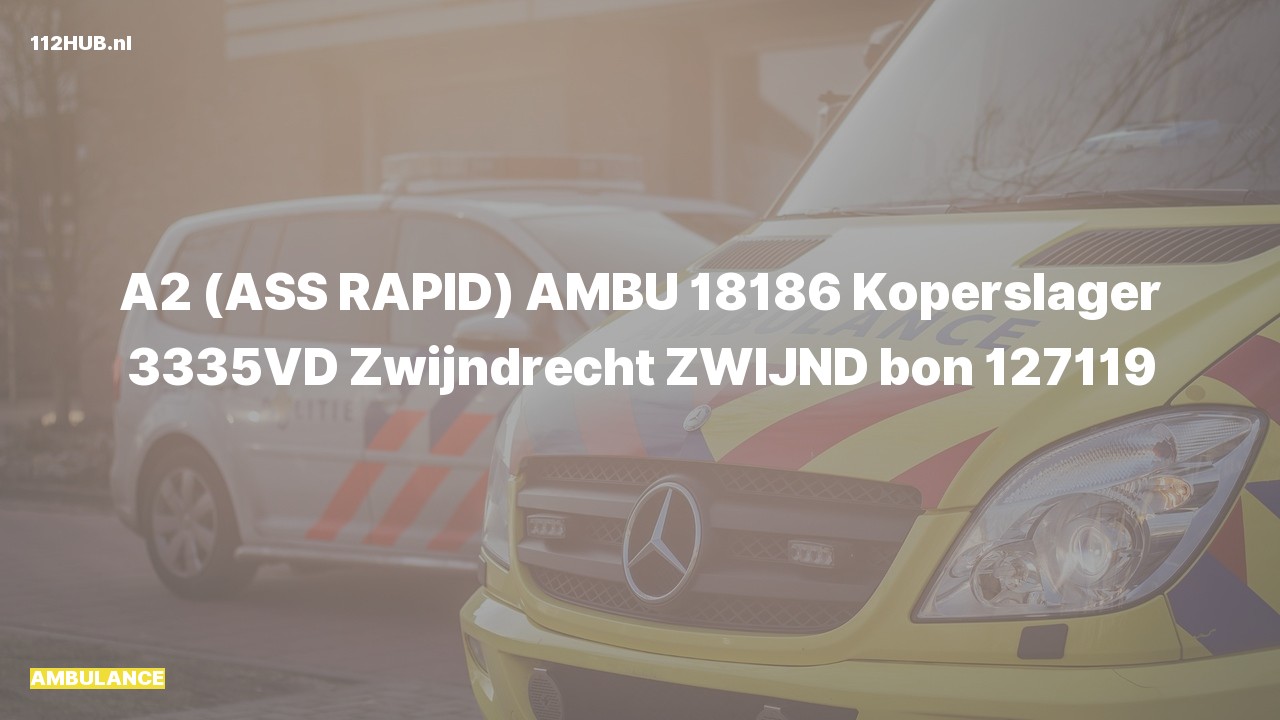 Deelafbeelding voor Ambulance met gepaste spoed naar de Koperslager in Zwijndrecht.