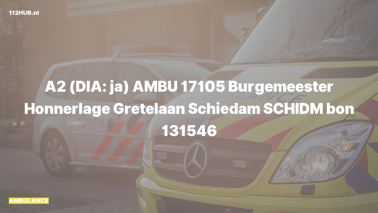 Deelafbeelding voor Ambulance met gepaste spoed naar de Burgemeester Honnerlage Gretelaan in Schiedam.