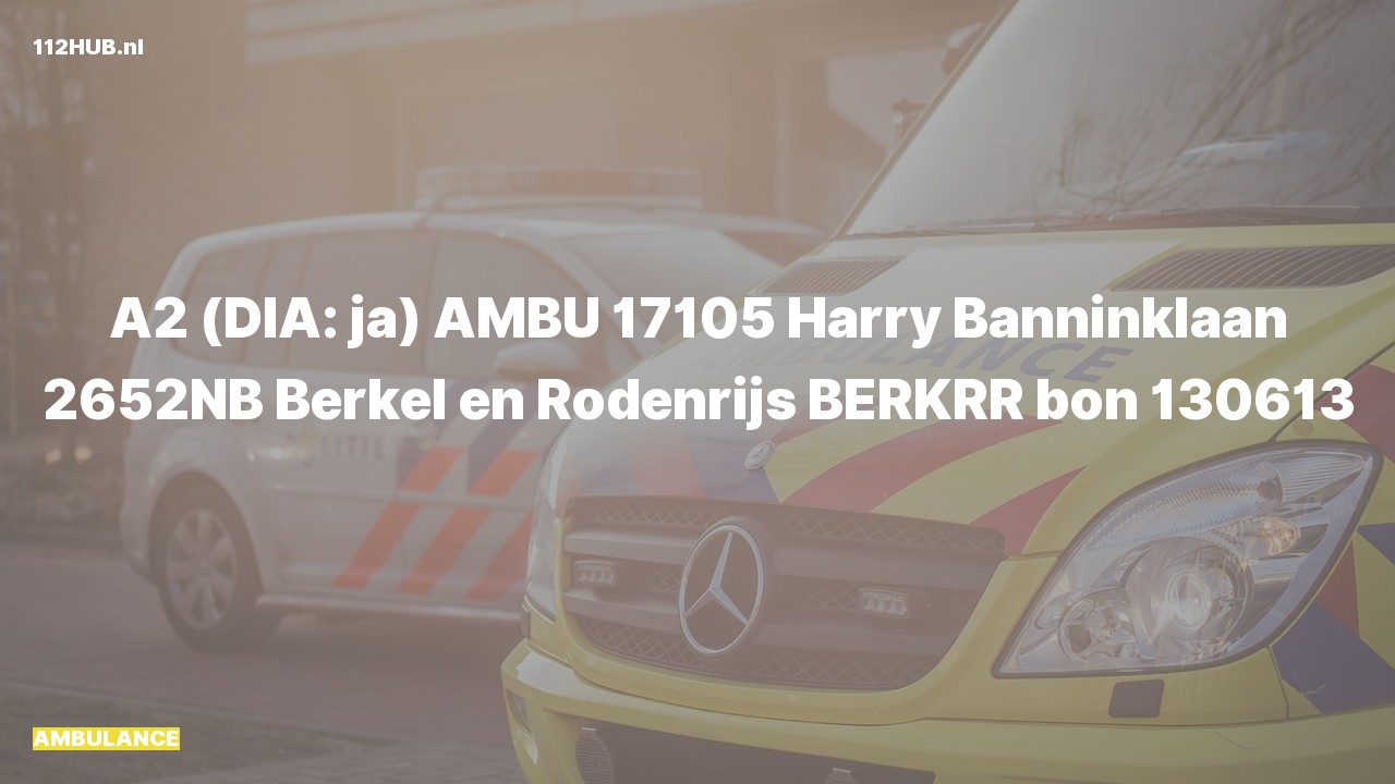 Deelafbeelding voor Ambulance met gepaste spoed naar de Harry Banninklaan in Berkel en Rodenrijs.