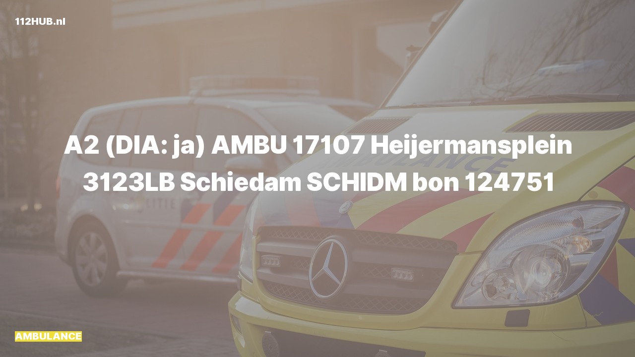 Deelafbeelding voor Ambulance met gepaste spoed naar de Heijermansplein in Schiedam.