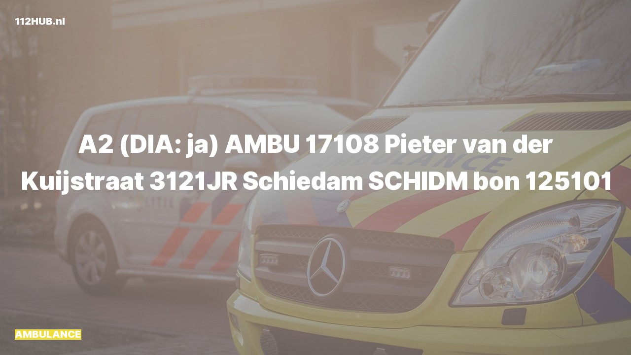 Deelafbeelding voor Ambulance met gepaste spoed naar de Pieter van der Kuijstraat in Schiedam.