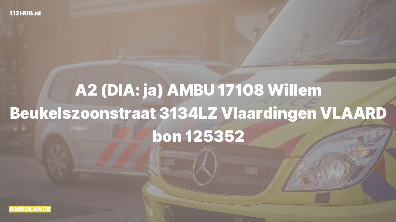 Deelafbeelding voor Ambulance met gepaste spoed naar de Willem Beukelszoonstraat in Vlaardingen.