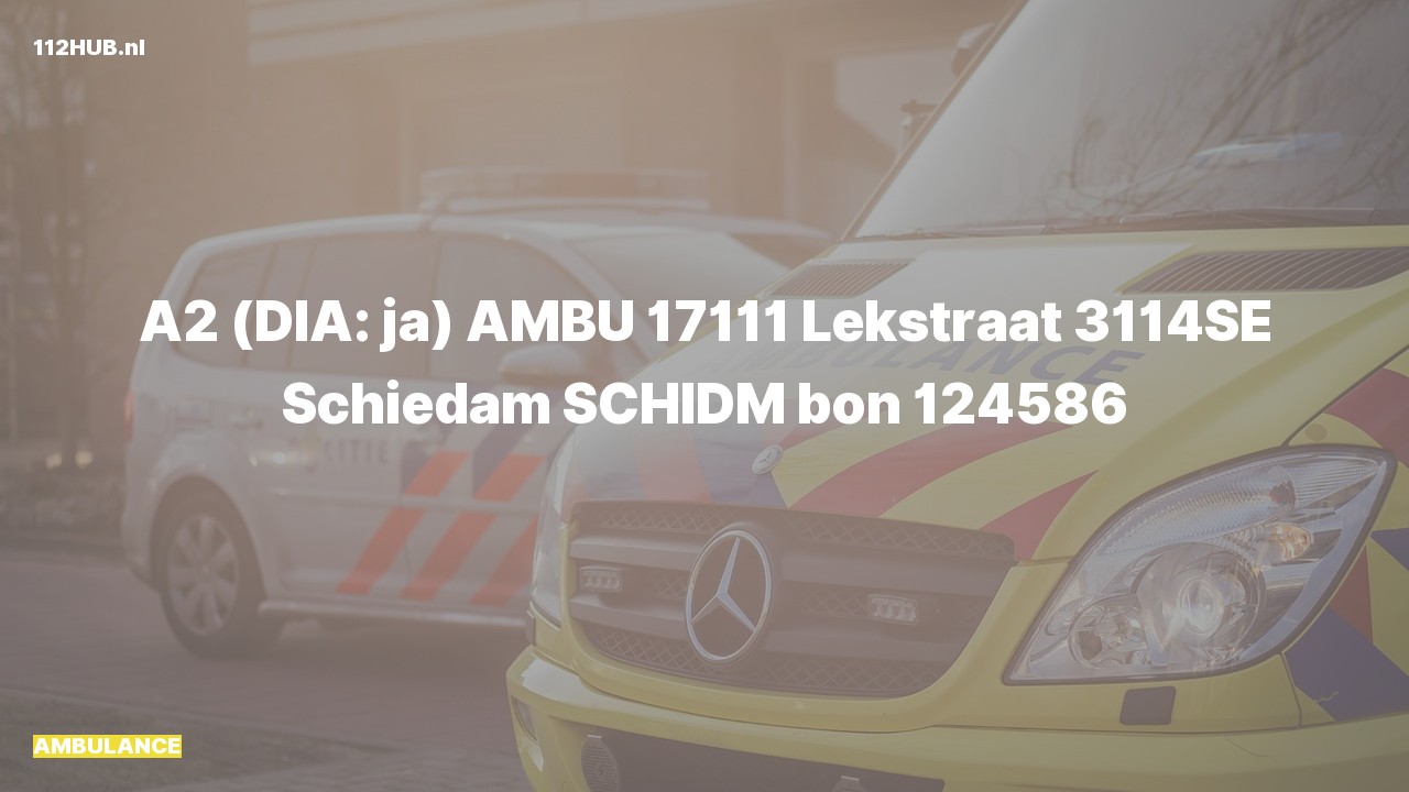 Deelafbeelding voor Ambulance met gepaste spoed naar de Lekstraat in Schiedam.