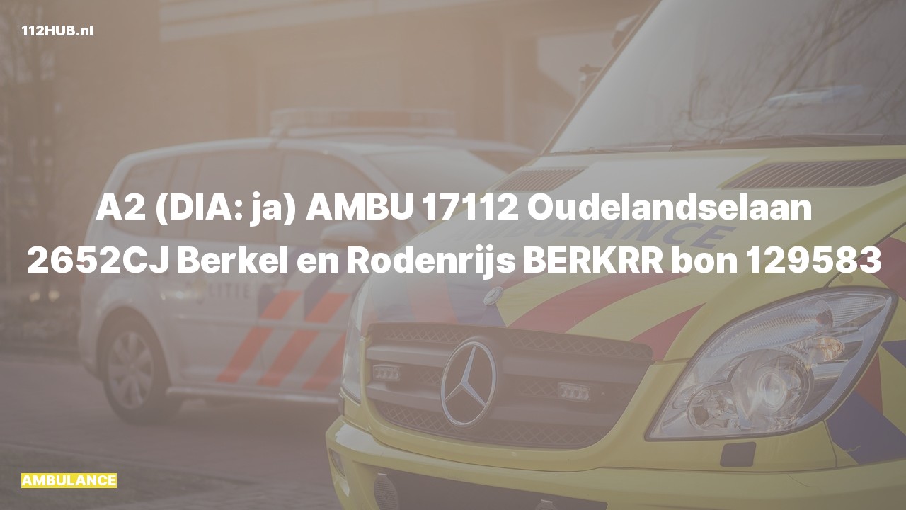 Deelafbeelding voor Ambulance met gepaste spoed naar de Oudelandselaan in Berkel en Rodenrijs.