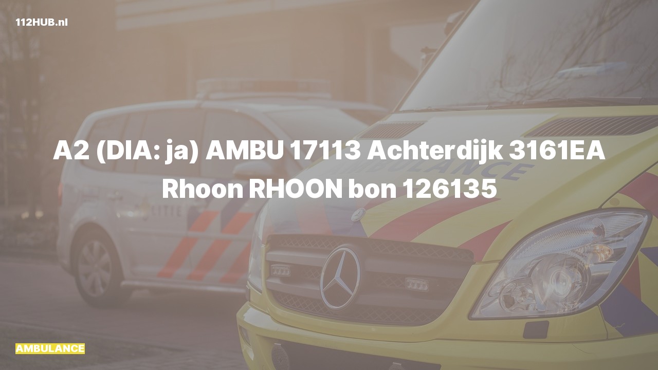 Deelafbeelding voor Ambulance met gepaste spoed naar de Achterdijk in Rhoon.