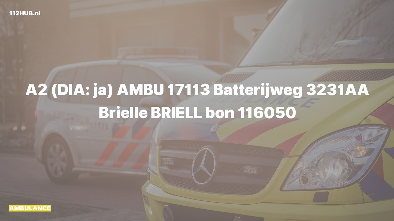 Deelafbeelding voor Ambulance met gepaste spoed naar de Batterijweg in Brielle.