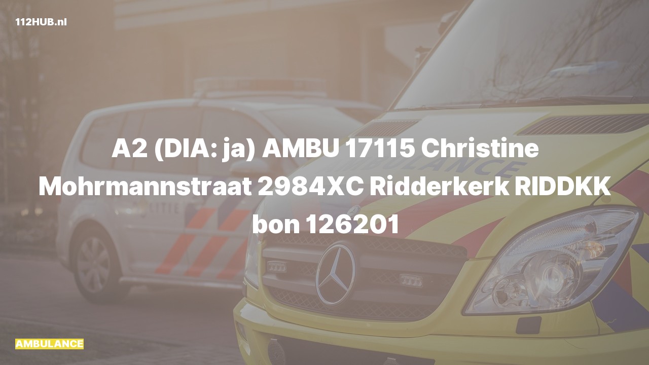 Deelafbeelding voor Ambulance met gepaste spoed naar de Christine Mohrmannstraat in Ridderkerk.