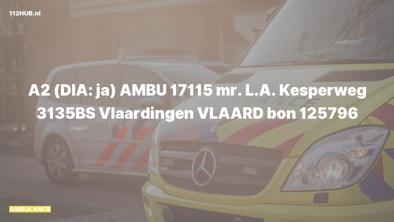 Deelafbeelding voor Ambulance met gepaste spoed naar de mr. L.A. Kesperweg in Vlaardingen.